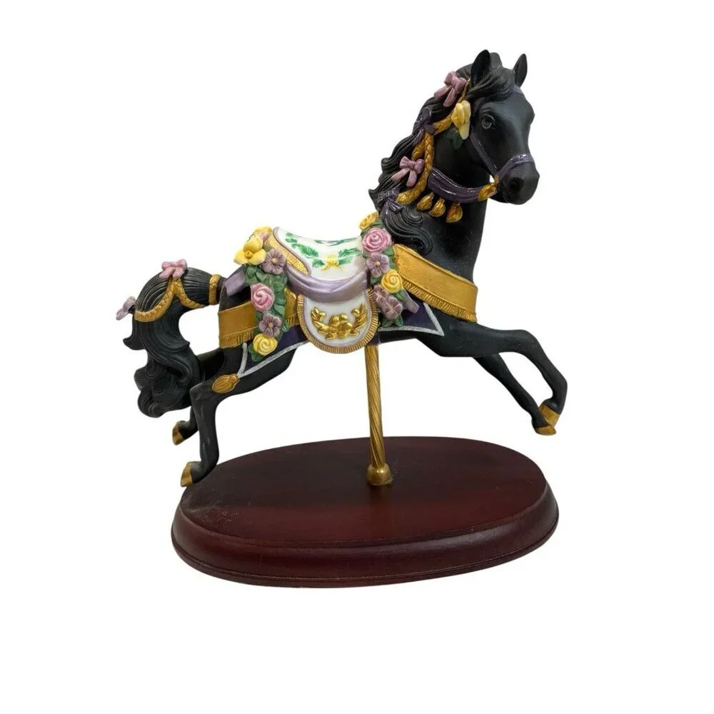 NEW LENOX Porcelain Carousel Horse 24K Gold Black Beauty Midnight Charger 1993